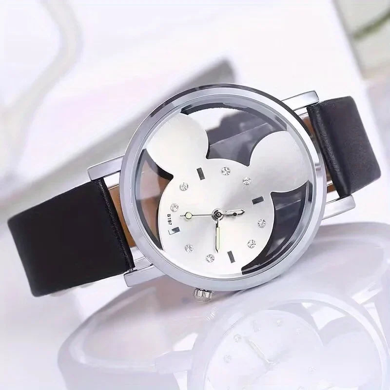 Kids Girls Cute Cartoon Quartz Wristwatch – PU Strap Kids Quartz Watch Qme black