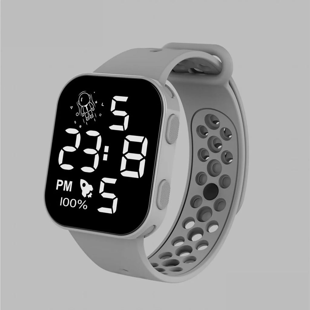 Kids LED Digital Watch | Silicone Strap, 8 Colors Kids Digital Watch Qme Gray