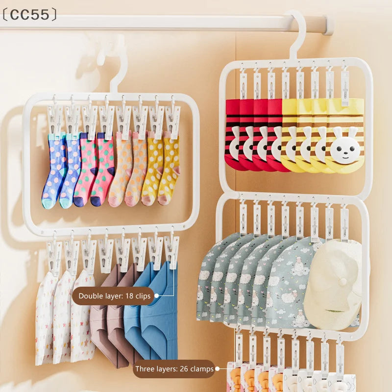 Multi-Clip Sock Drying Rack – Foldable Space-Saving Laundry Laundry Drying Rack Qst