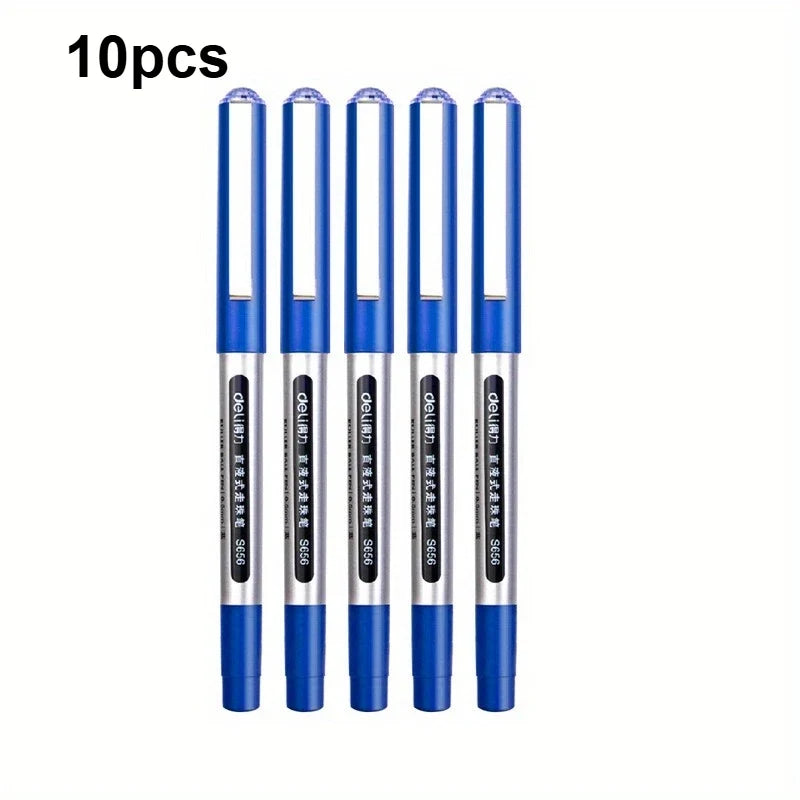 Quick-Dry Blue Ink Liquid Gel Pens | 0.5mm No Bleed Writing Liquid Gel Pens Qme 10pcs
