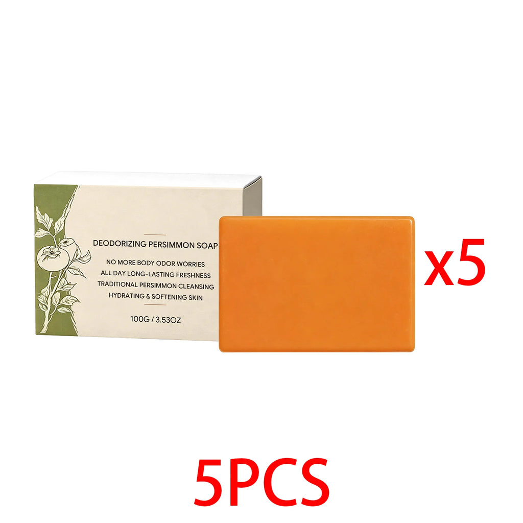 Natural Persimmon Extract Soap Bar – Hydrating Body Cleanser Soap Bar Qst 5PCS