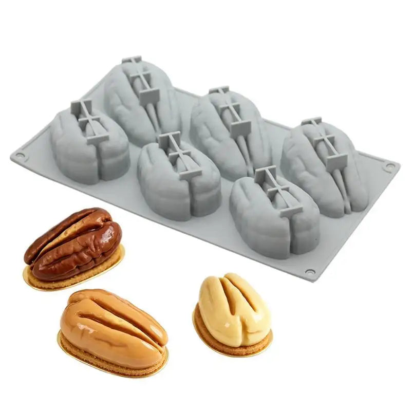 Silicone 6-Cavity Pistachio Mold – Non-Stick Baking & Craft Silicone Baking Mold Qme D