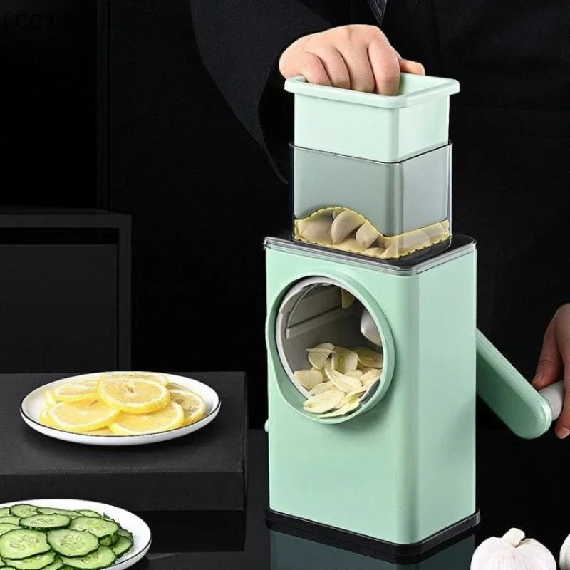 Multifunction Vegetable Cutter Hand Crank – Stainless Steel Blades Vegetable Cutter Qme