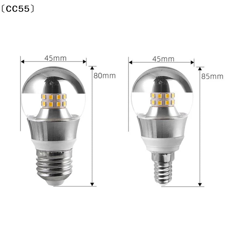 LED Mirror Bulb Half Silver 5W E27/E14 Filament Ball Lamp LED Decorative Bulb Qst