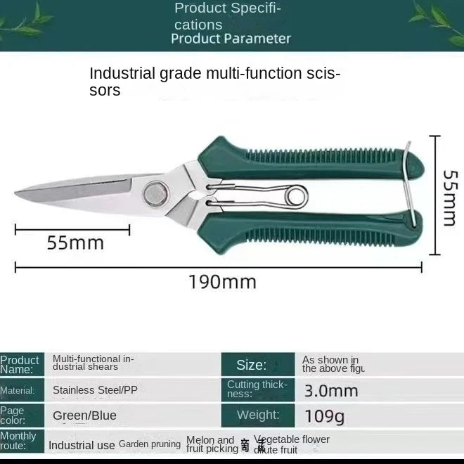 Straight Head Pruning Shears – Stainless Steel Non-Slip Handle Pruning Shears Qme
