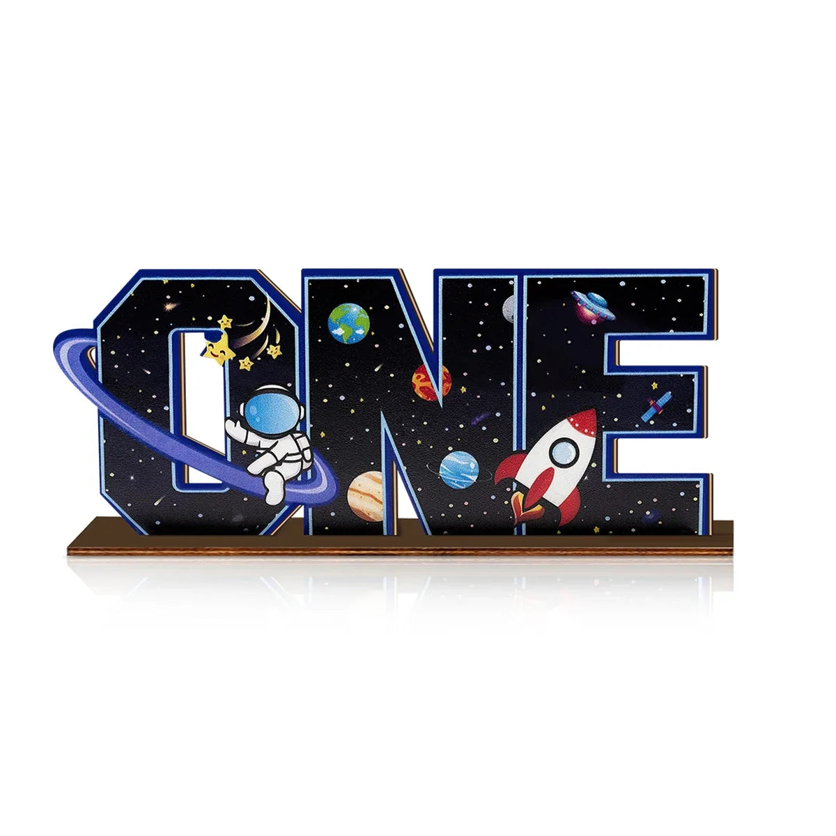 Starry Sky Wooden Letter Desktop Decoration | Universe Theme Wooden Letter Decor Qme