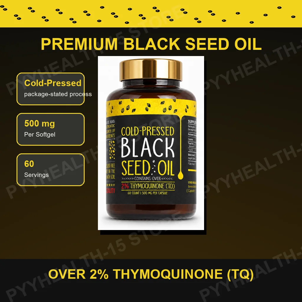 Black Cumin Seed Oil Softgels 500mg – Nigella Sativa, 60 Caps Herbal Supplement Qst