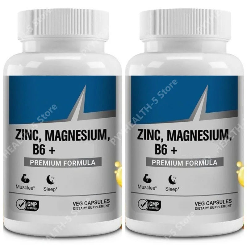 Zinc Magnesium Vitamin B6 Capsules – 60ct Daily Supplement Vitamin Supplement Qst 120 Count(Pack of 2)