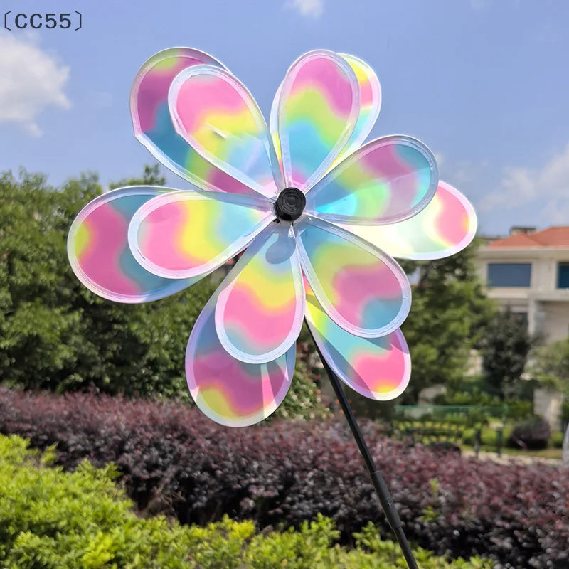 Color-Changing Double Layer Wind Spinner Pinwheel Garden Stake Garden Wind Spinner Qst