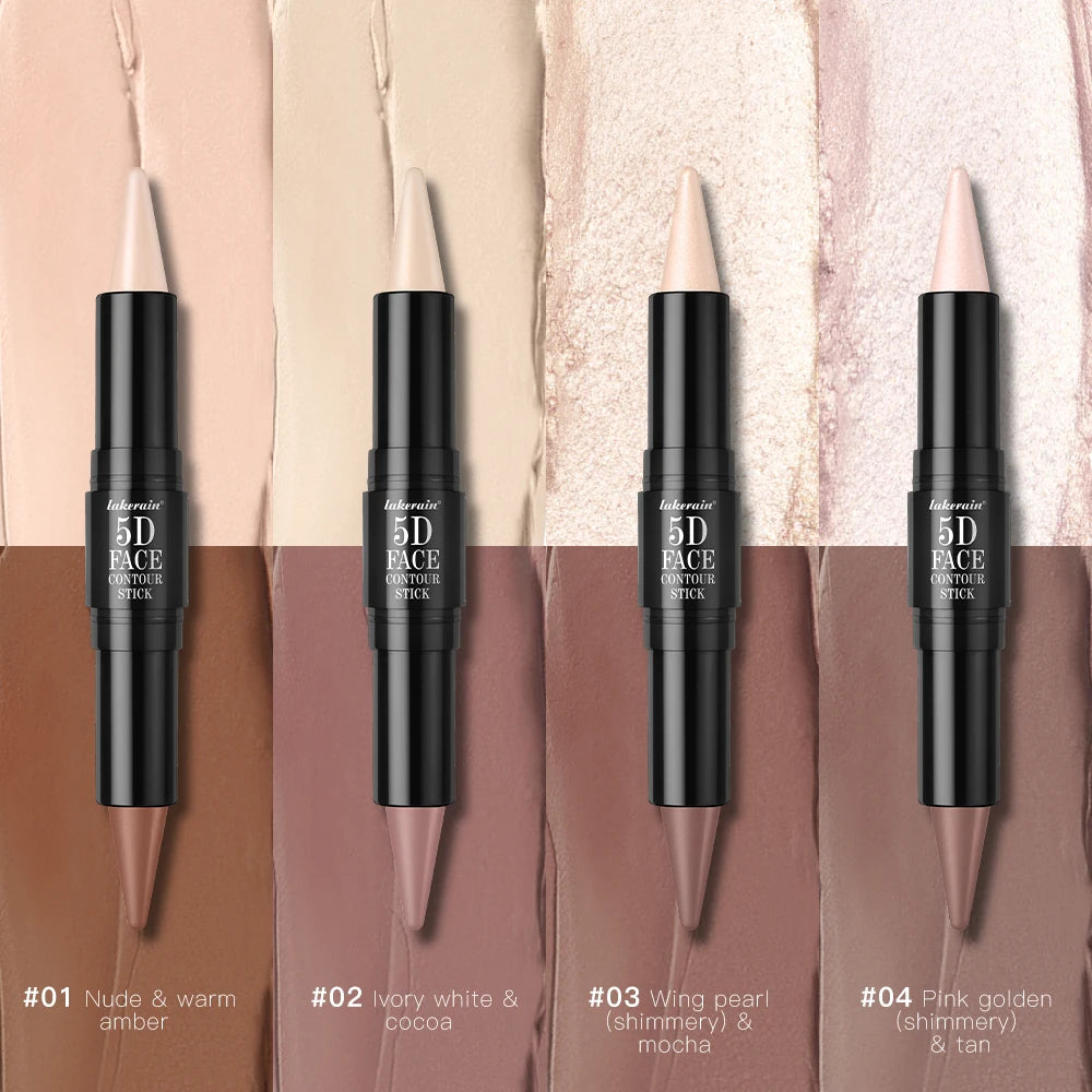 Double-Ended Contour & Highlight Stick – Cream Bronzer Concealer Contour Makeup Stick Qst