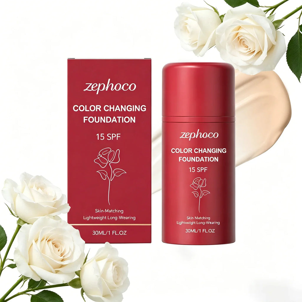 Zephoco Color-Changing Foundation SPF 15 | Waterproof Coverage Color-Changing Foundation Qme
