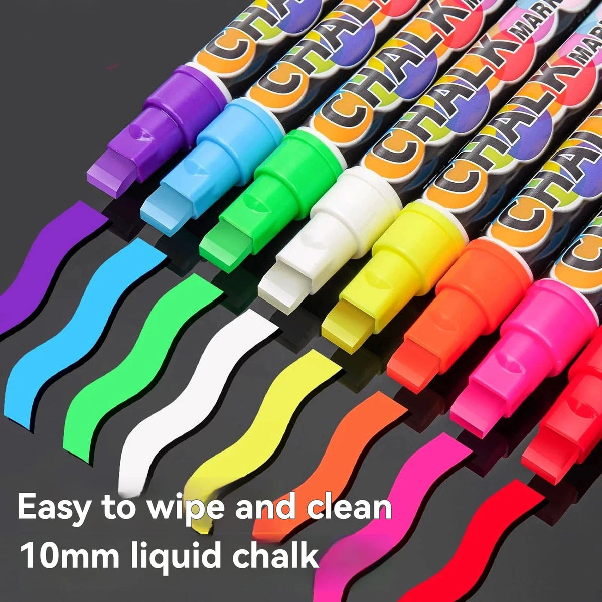 Liquid Chalk Markers 8 Neon Colors – Washable Wet Erase Pens Chalk Marker Set Qme