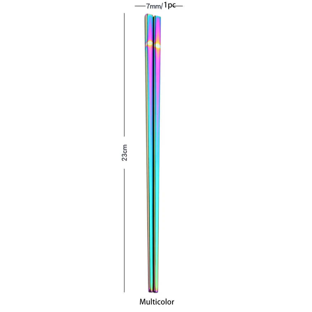 Stainless Steel Anti-Slip Chopsticks – Colorful, 23cm, 1 Pair Stainless Steel Chopsticks Qme Multicolor