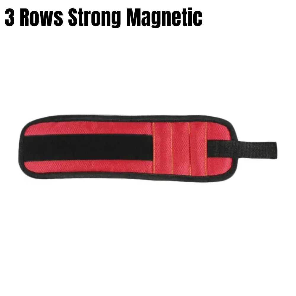 Magnetic Wristband Tool Holder – Adjustable Wrist Belt Magnetic Wrist Tool Holder Qme Red 3 Rows
