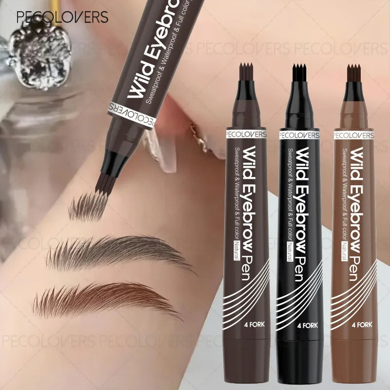 4-Pronged Liquid Eyebrow Pencil – Waterproof & Gap-Filling Liquid Eyebrow Pencil Qme