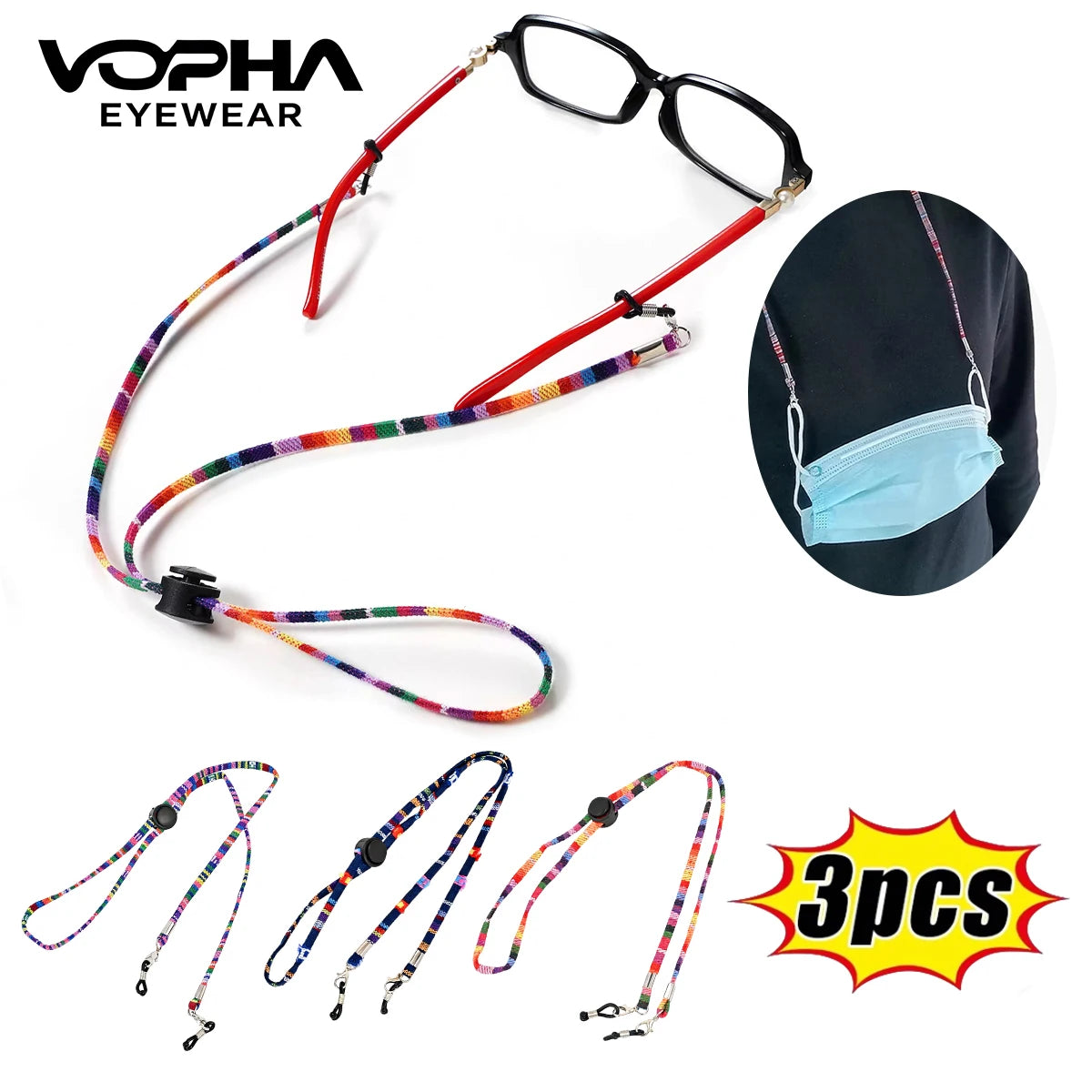 Eyeglass Strap Chain & Sunglasses Holder Cord – 10 Colors Eyeglass Strap Lanyard Qst