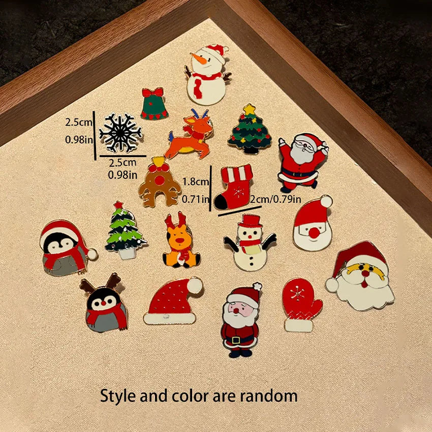 6-Piece Christmas Brooch Set – Santa, Reindeer & Snowman Fashion Brooch Set Qst