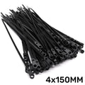 100-Pack Screw Hole Cable Ties Heavy Duty Self-Locking Nylon Cable Ties Qme Black 100PCS