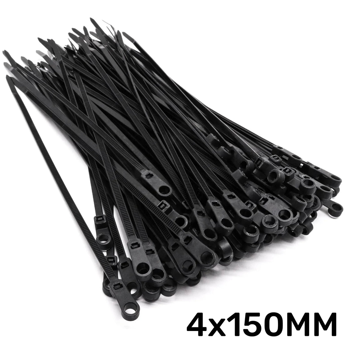 100-Pack Screw Hole Cable Ties Heavy Duty Self-Locking Nylon Cable Ties Qme Black 100PCS