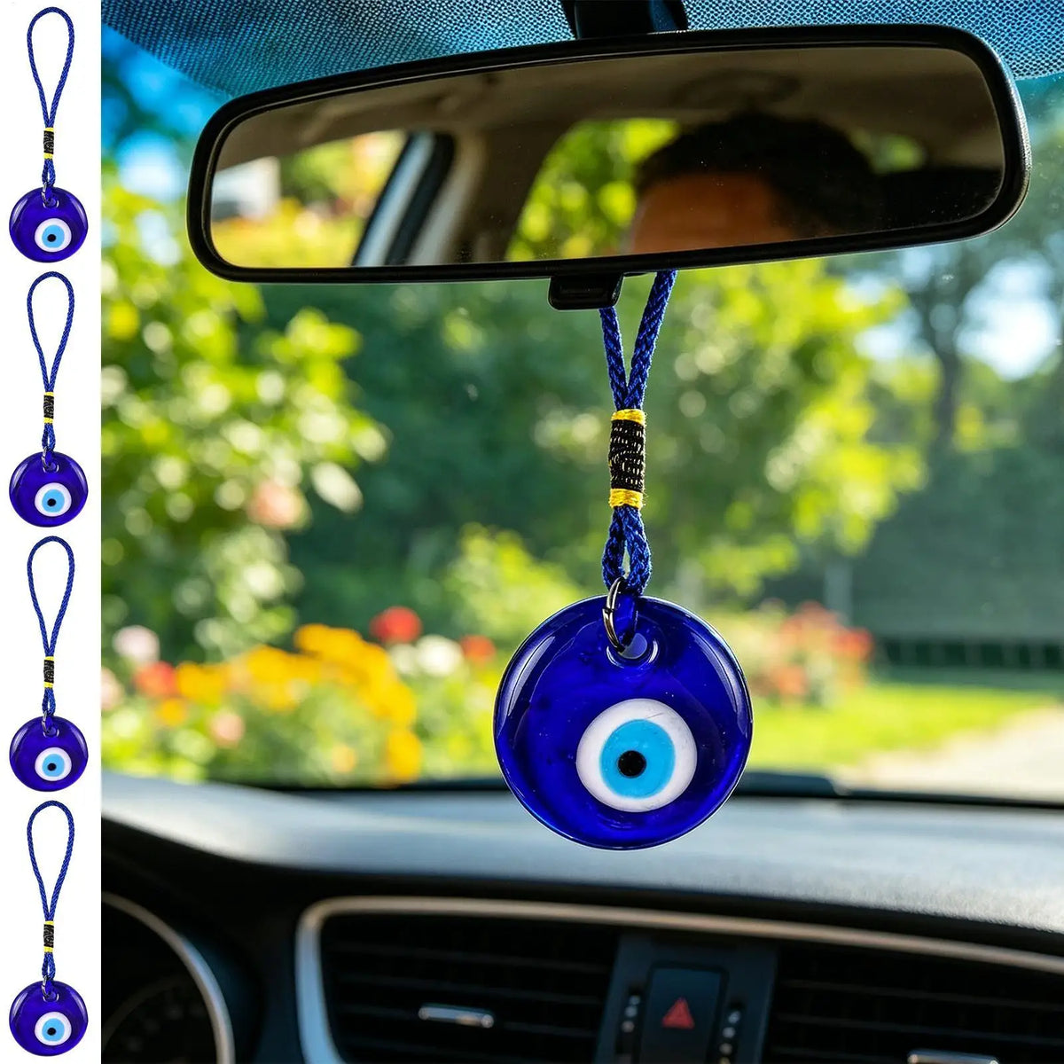 Evil Eye Charm 4-Piece Turkish Good Luck Glass Decor Set Decorative Charm Set Qme