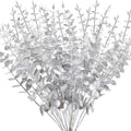 20 Artificial Eucalyptus Stems | Faux Leaf Wreath & Bouquet Artificial Plant Stems Qme Silvery 20pcs