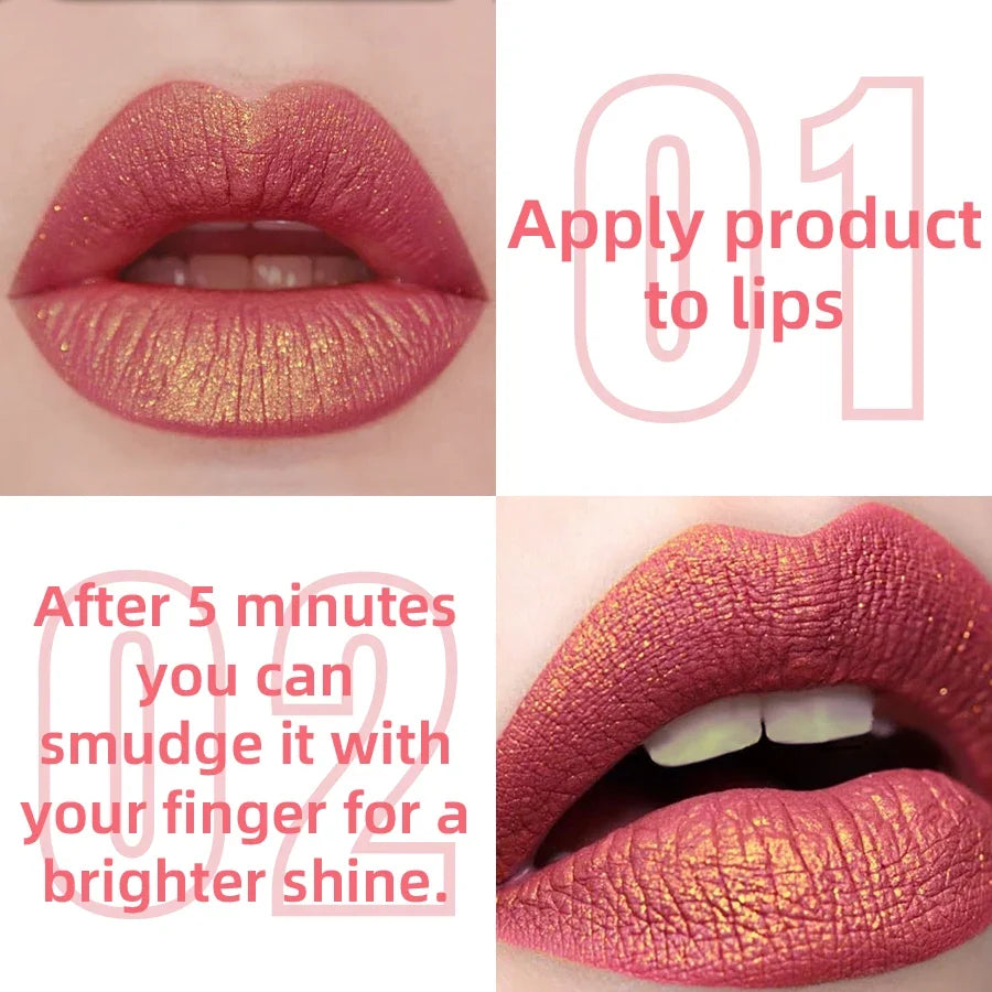 Glitter Metallic Lip Gloss – 14 Shades, Long-Lasting Shine Glitter Lip Gloss Qme