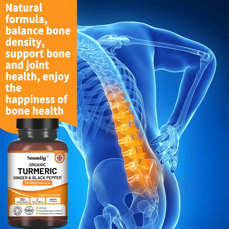 Organic Turmeric Ginger & Black Pepper Capsules | 95% Curcumin Herbal Supplement Capsules Qst
