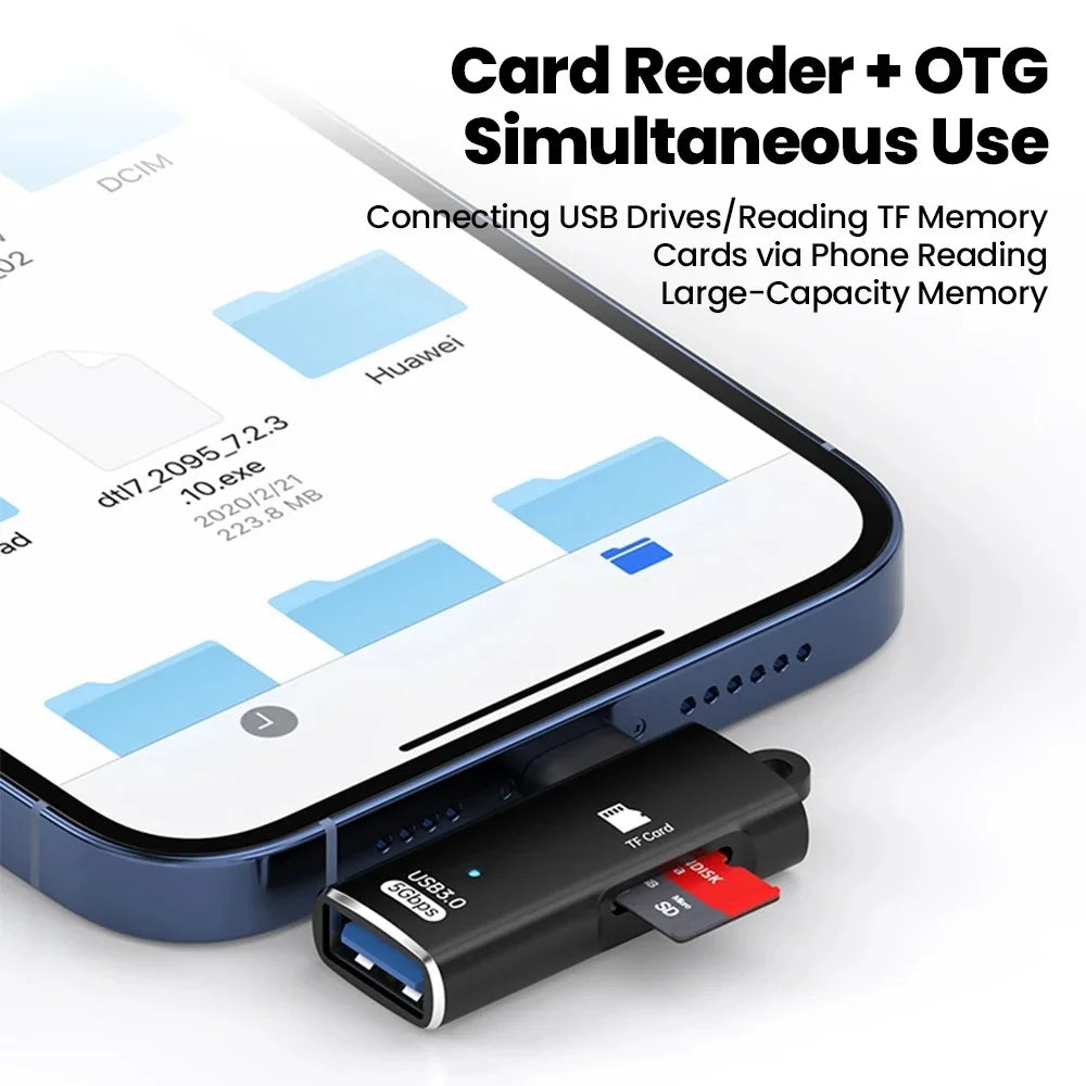 USB-C OTG Adapter USB 3.0 Hub & SD Card Reader – Aluminum USB-C OTG Adapter Qme