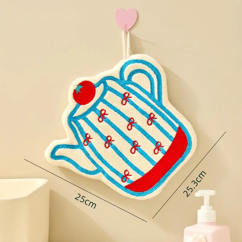 Coral Fleece Hanging Hand Towel – Lantern Pattern Kitchen & Bath Hanging Hand Towel Qst A