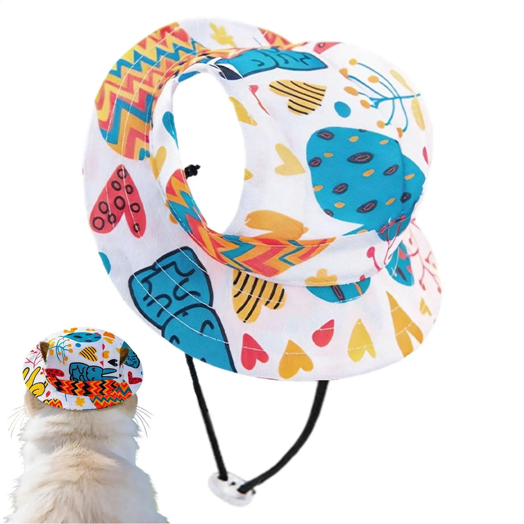 Pet Sun Hat Round Brim with Ear Holes for Cats & Dogs Pet Sun Hat Qme