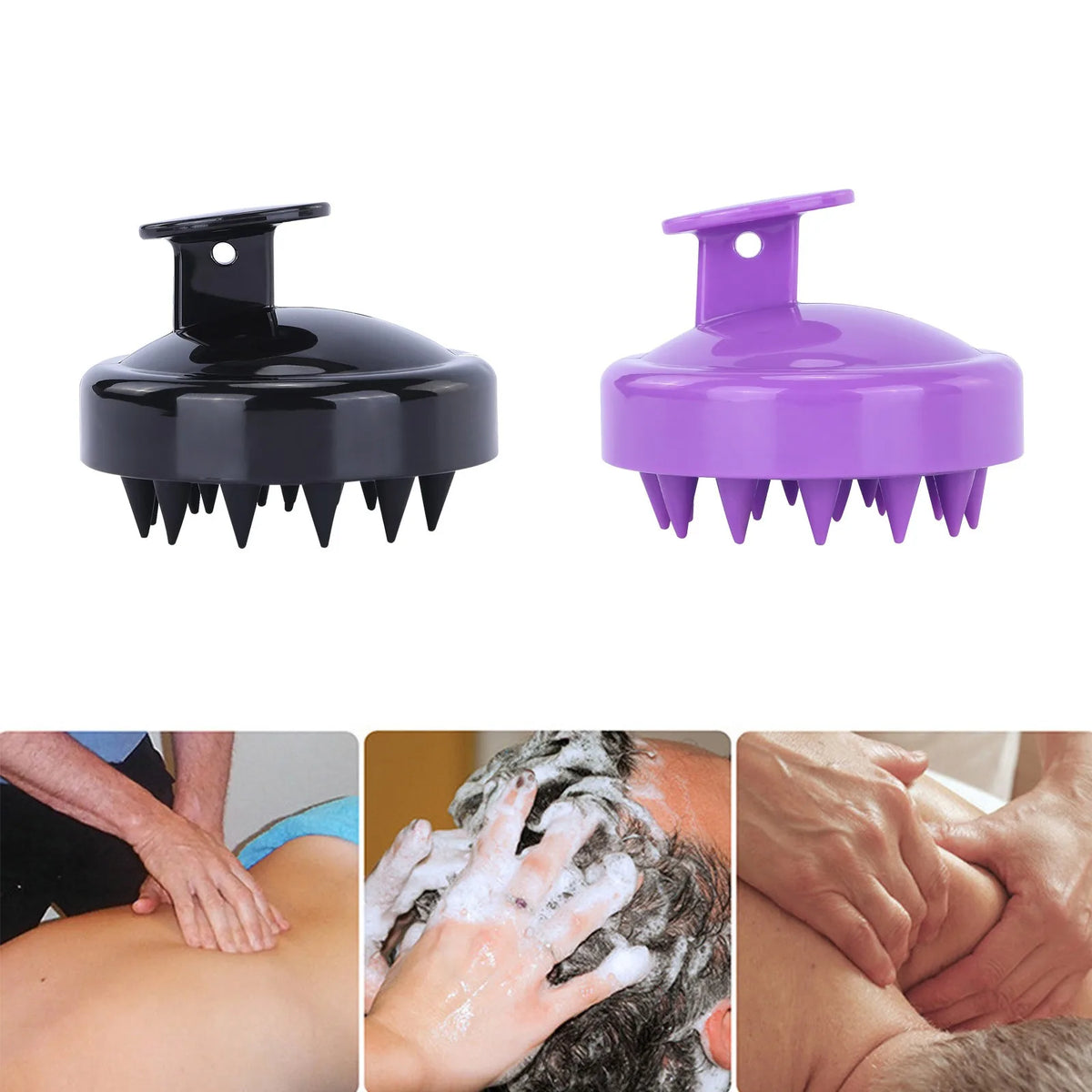 Scalp Massage Shampoo Brush & Hair Comb – Black or Purple Scalp Massage Brush Qme