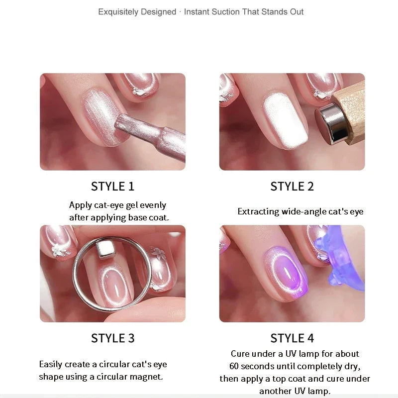Qme Ring Magnet Cat Eye Nail Art Tool – 3-Second Effect Nail Art Magnet Qme
