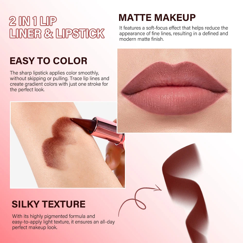Waterproof Gradient Lip Liner & Lipstick Pencil – 6 Shades Lip Liner Pencil Qst