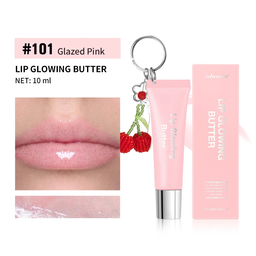Lakerain Butter Lip Gloss & Balm with Silver Chain – Cherry Lip Gloss Balm Qst 101
