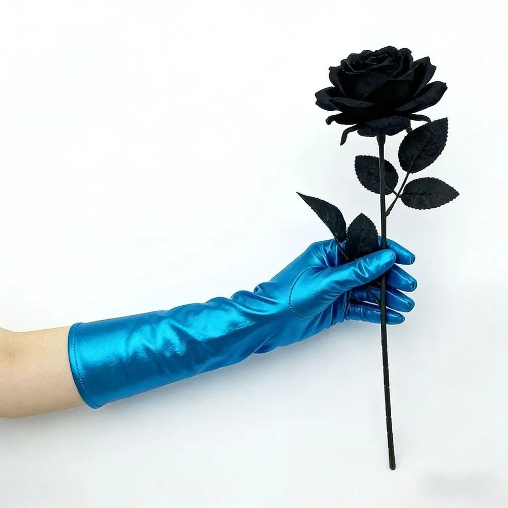 Women's Shiny Patent Leather Long Gloves – Sun Protection Long Fashion Gloves Qme