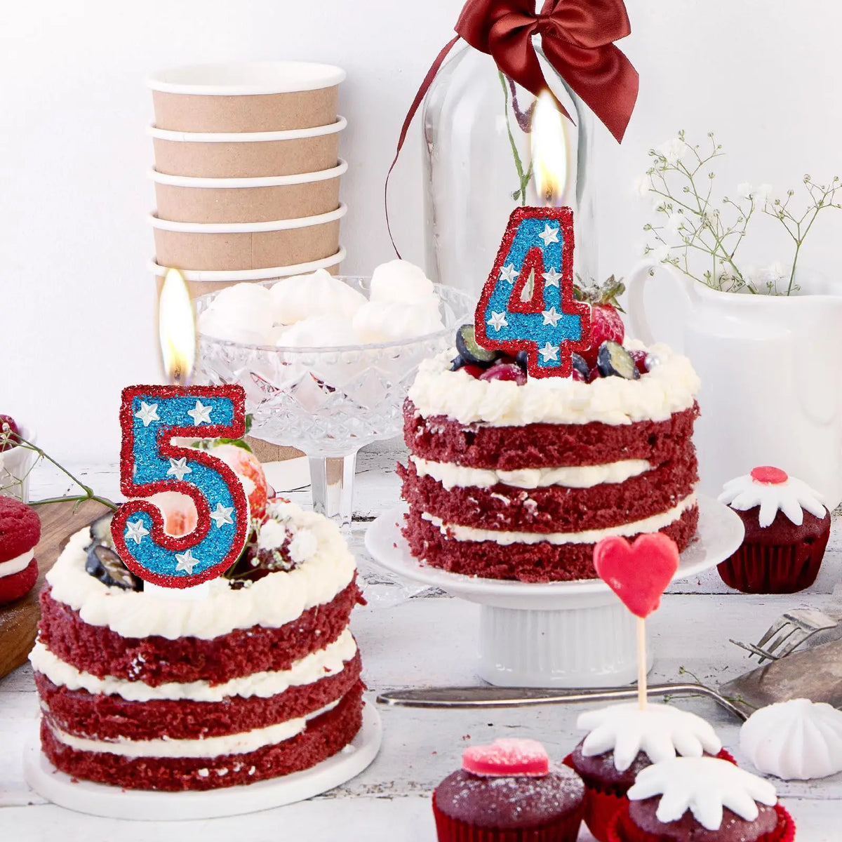 Superhero Number Birthday Candles – Red Blue American Flag Birthday Number Candles Qst
