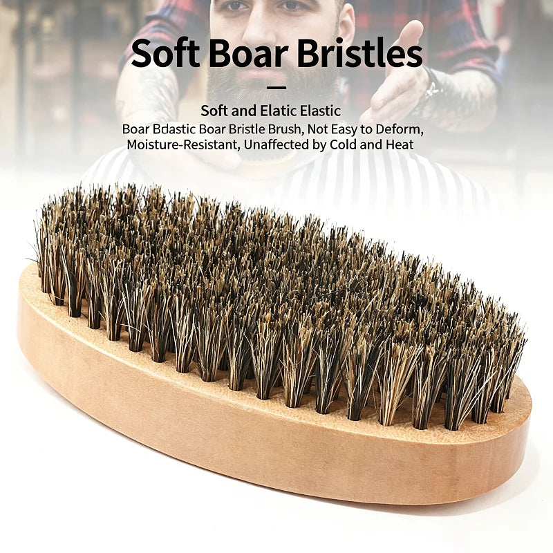 Men's Boar Bristle Shaving Brush – Portable Wood Handle Shaving Brush Qme