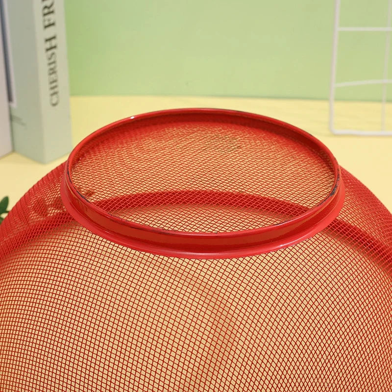 Metal Mesh Fruit Basket with Lid – 25cm Kitchen Storage Mesh Fruit Basket Qme