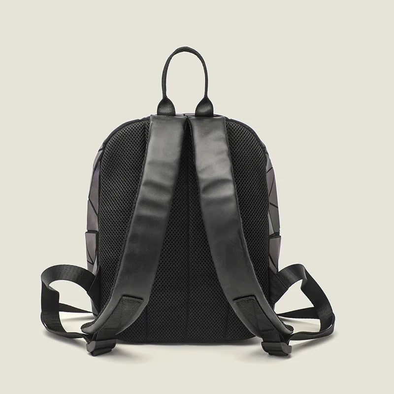 Glow-in-the-Dark Geometric Diamond Backpack | Spacious PVC Glow Backpack Qme