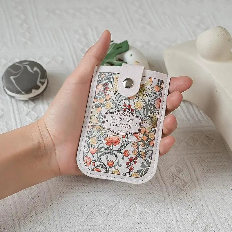 Slim Pull-Out Card Holder Wallet – Floral PVC, Multi-Slot Card Holder Wallet Qme 03