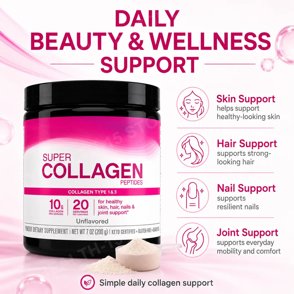 Unflavored Collagen Peptides Powder 10g Hydrolyzed Bovine – 20 Servings Collagen Supplement Qst