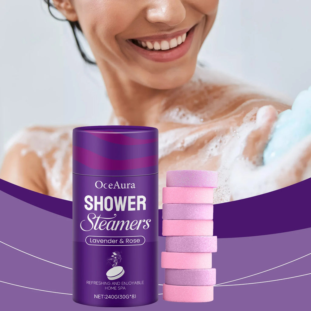 OceAura Rose & Lavender Shower Steamers – Aromatherapy Set Shower Steamer Set Qst