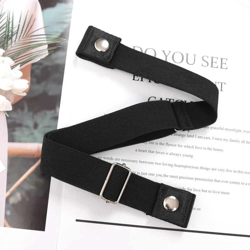 Women's Buckle-Free Elastic Invisible Belt – 29 Colors Elastic Invisible Belt Qme black 60-95cm China Mainland