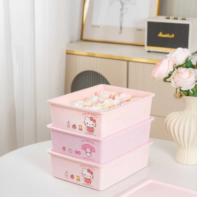 Hello Kitty Kuromi Underwear & Socks Storage Box with Lid Clothing Storage Box Qme
