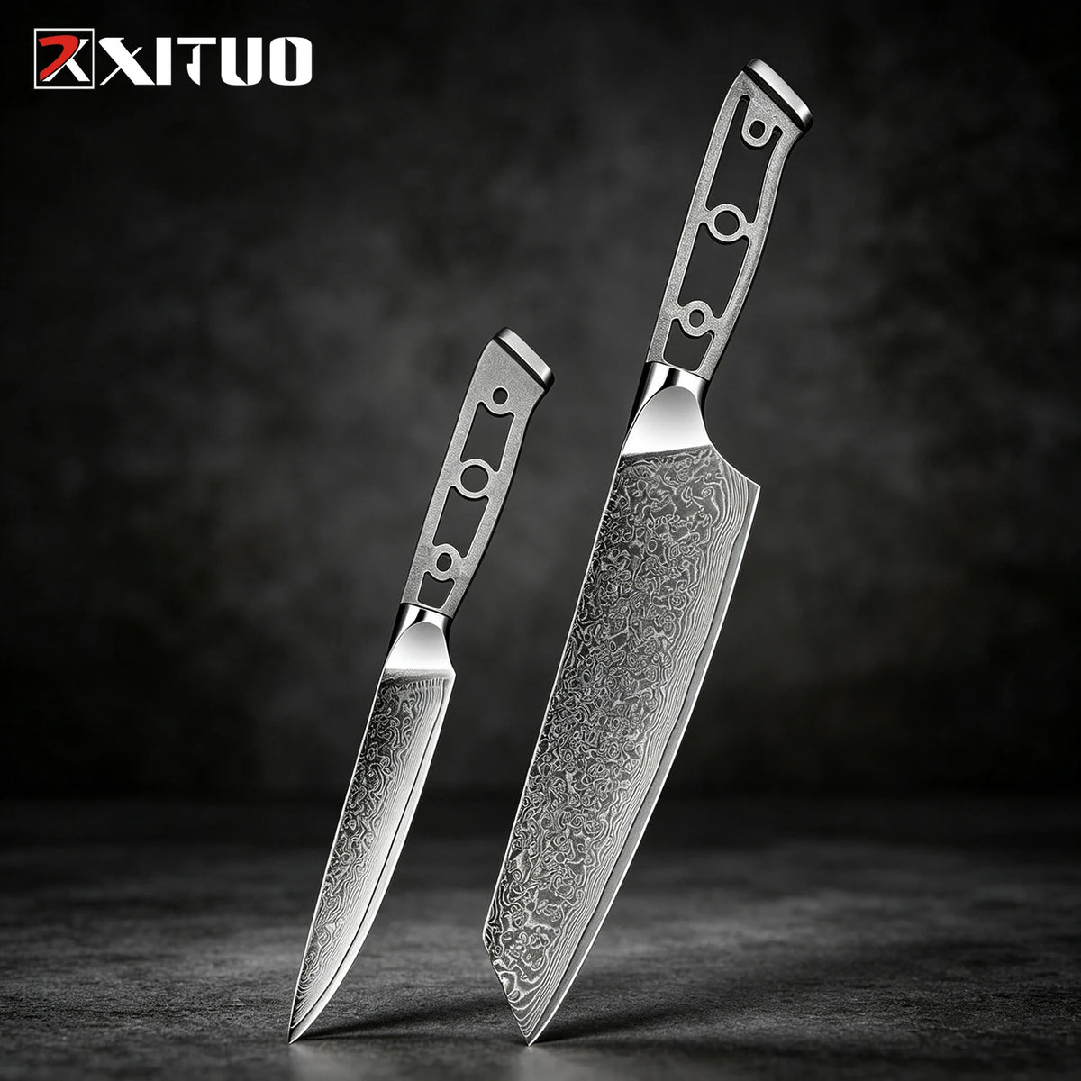 XITUO Damascus Steel Chef Knife Set 1-6 PCS – DIY Blank Blade Damascus Chef Knife Set Qst 2PCS Knife C