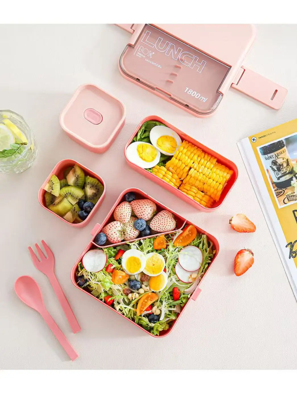 Square Sealed Lunch Box – Microwave Safe, 1.2L Bento Container Sealed Lunch Box Qme