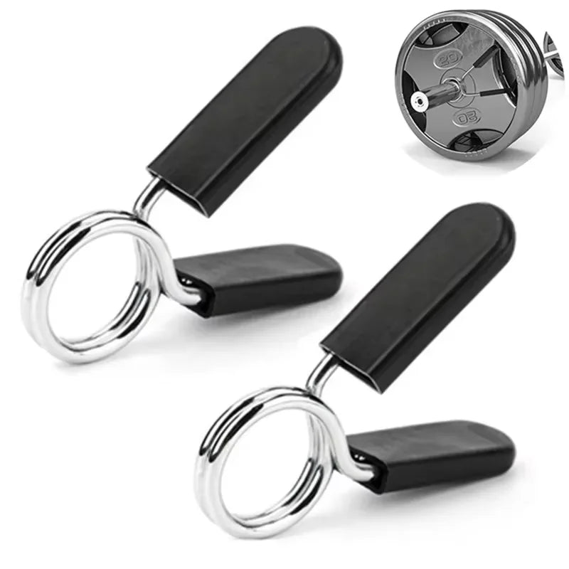 Barbell Spring Collar Clips – ABS & Steel Lock Clamps (2pcs) Barbell Collar Clips Qst