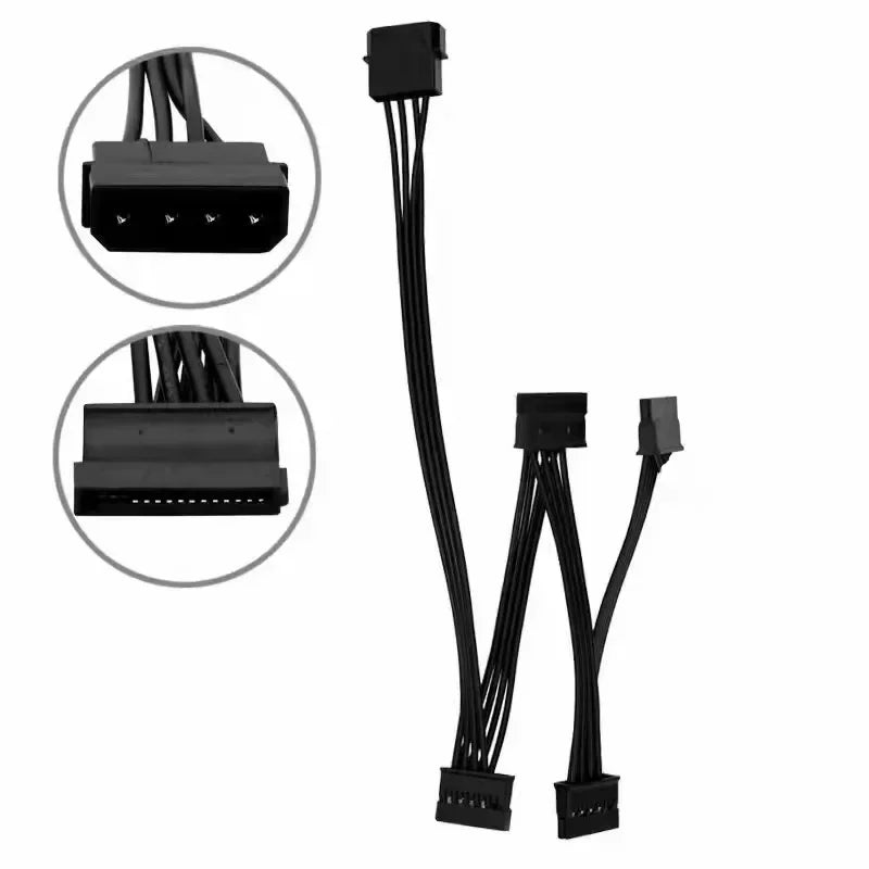 Molex 4-Pin to 5-Port SATA Power Splitter Cable – 30 Inch PC Power Splitter Cable Qme