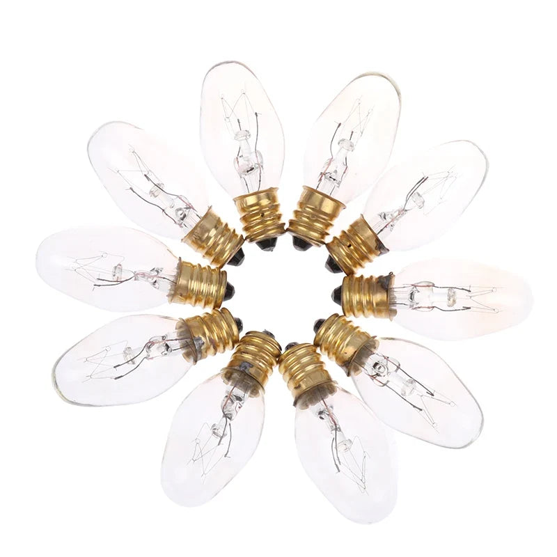 E12 7W Warm Yellow Tungsten Bulb – 120V Candelabra Base Tungsten Light Bulb Qme