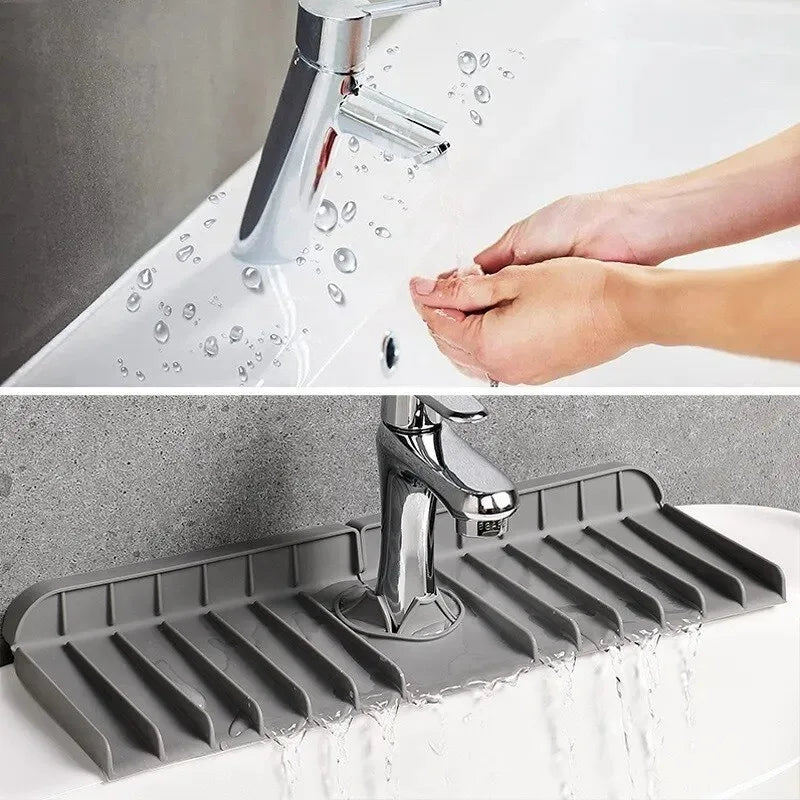Silicone Faucet Sponge Holder & Sink Drying Pad – 4 Colors Silicone Sink Organizer Qme